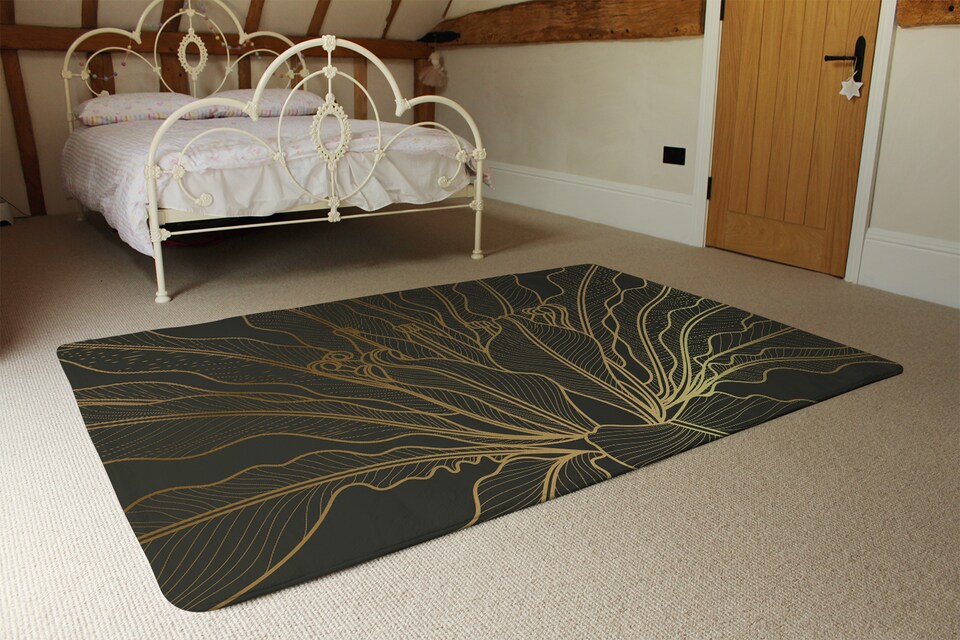 image 1 of Monstera Plant Line Art Designer Rug | Multi