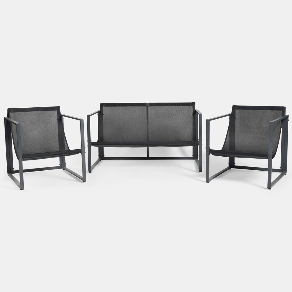 image 1 of OHS Miami 4PC Table Chair Set Outdoor Metal Frame Garden Patio Furniture | Grey | One Size