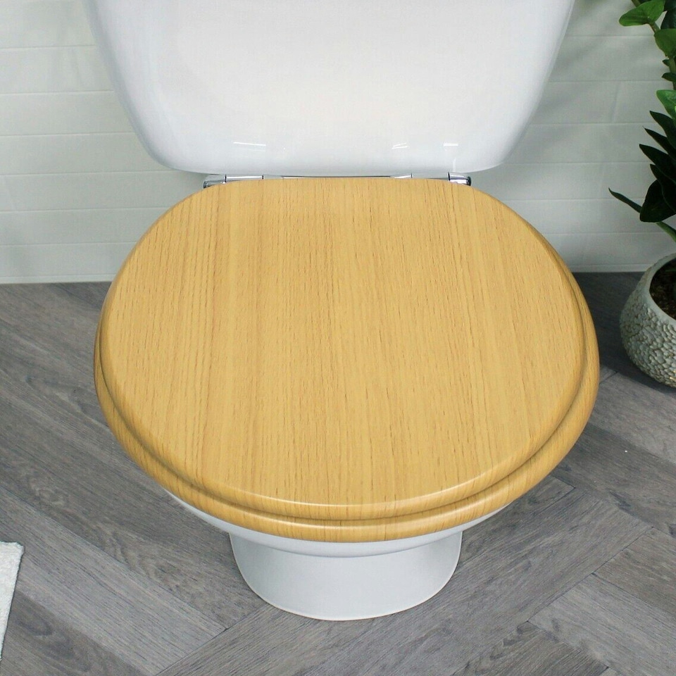 image 1 of Showerdrape Oxford Beech Wooden Toilet Seat