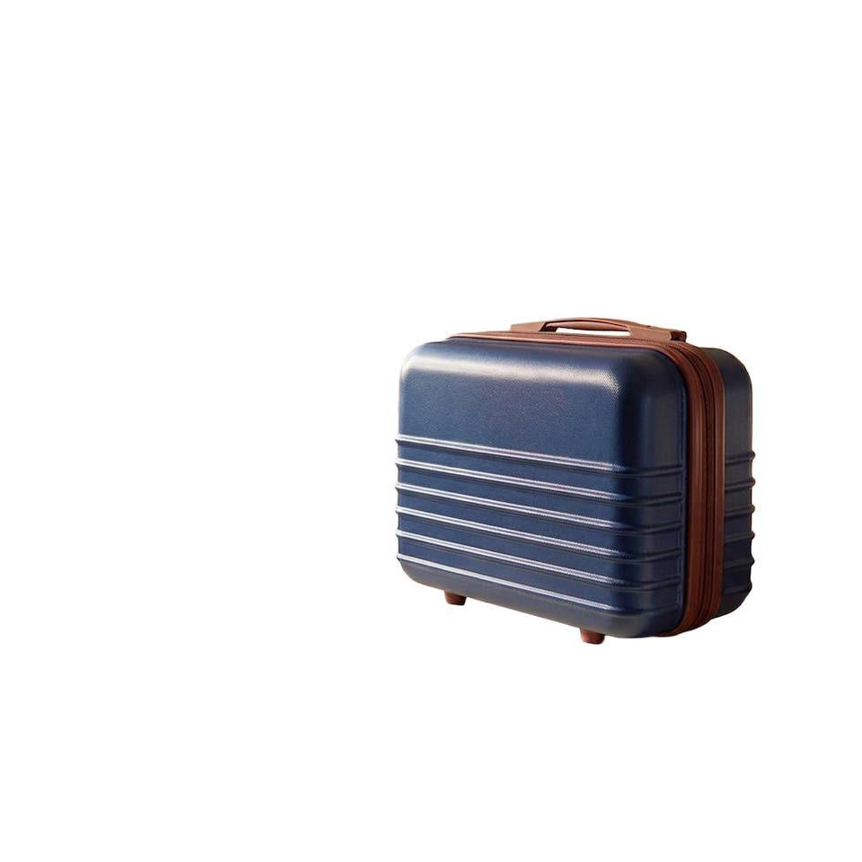 image 1 of ABS Hard Shell Travel Vanity Case - Compact Makeup & Toiletry Organiser - Navy