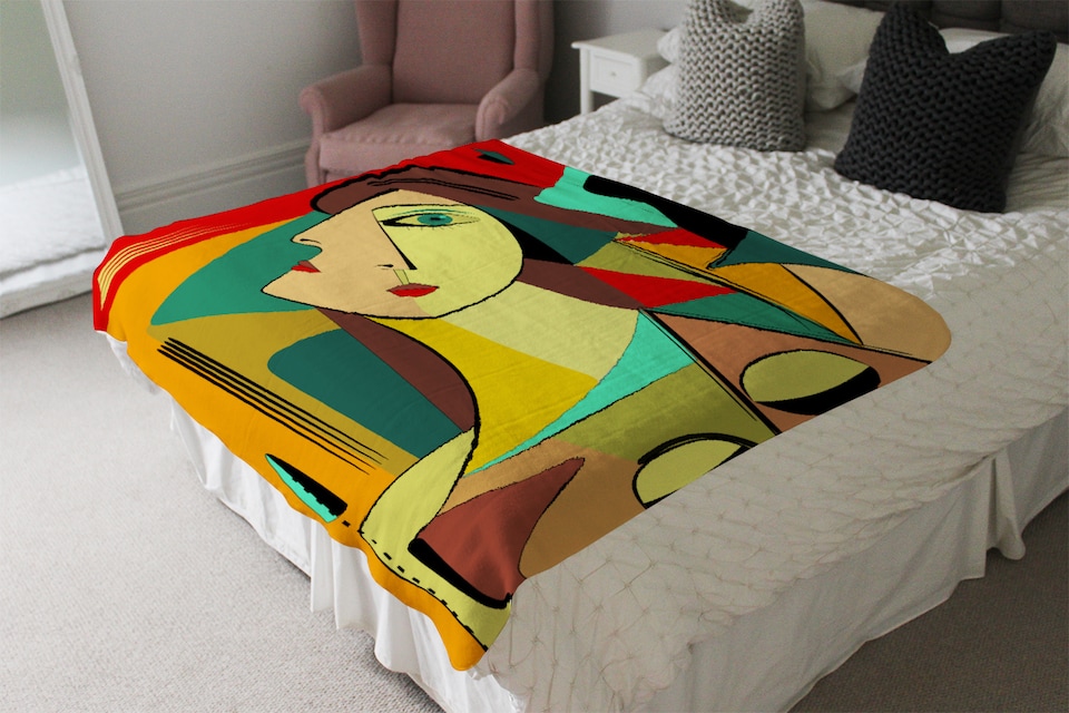image 1 of abstract portrait Designer Blanket | Multi