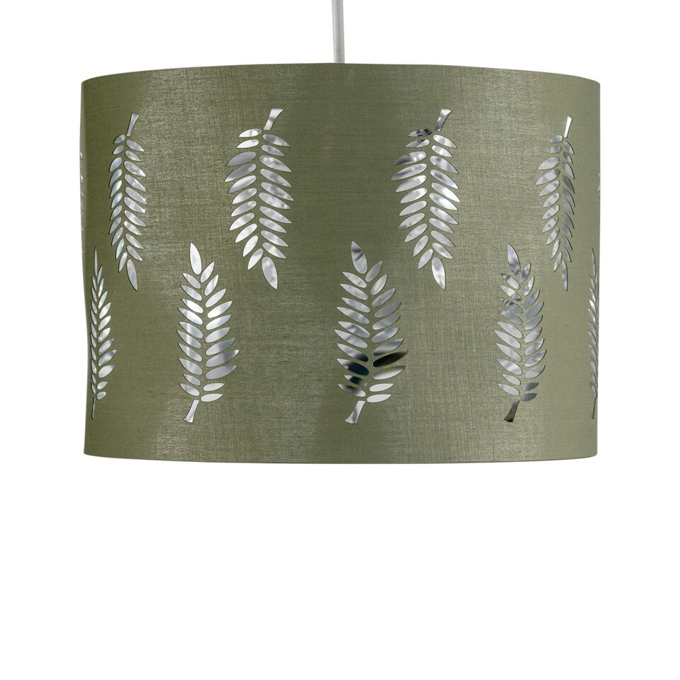 image 1 of Fern - Sage Green Cut Out 25cm Pendant Lightshade Green | Silver