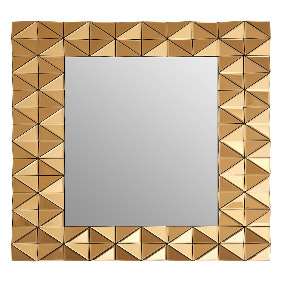 image 1 of Interiors by Premier Luxurious Geomatric Copper Wall Mirror, Sunburst Design Wall Mirror For Bedroom, Indoor Accent Mirror Gold