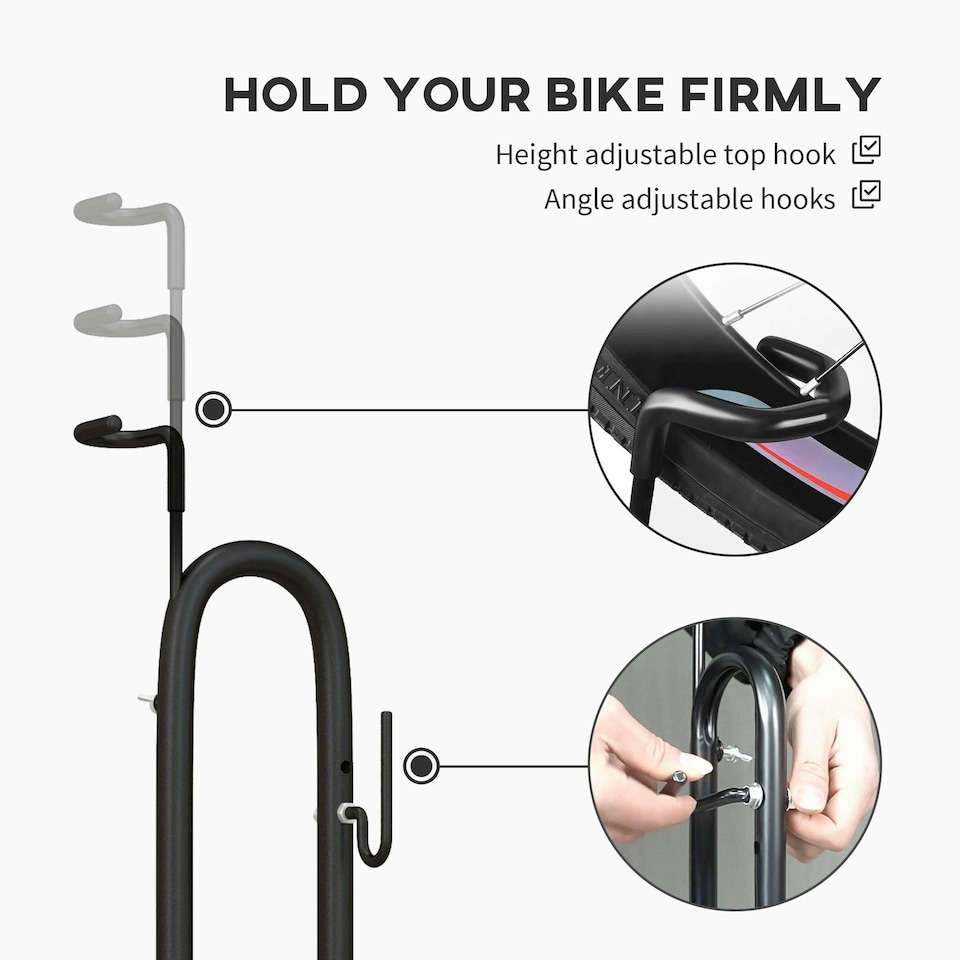 image 1 of SPORTNOW Vertical & Horizontal Bike Rack Fits 24"-29" and 700c Bikes, Black