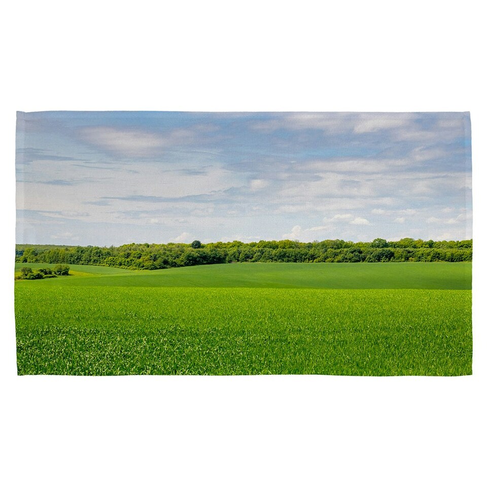 image 1 of Summer landscape with hilly green field and forest in the distance (Kitchen Towel)