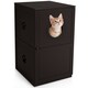image 10 of COSTWAY 2-Tier Cat House Litter Box Enclosure Storage Cabinet Brown