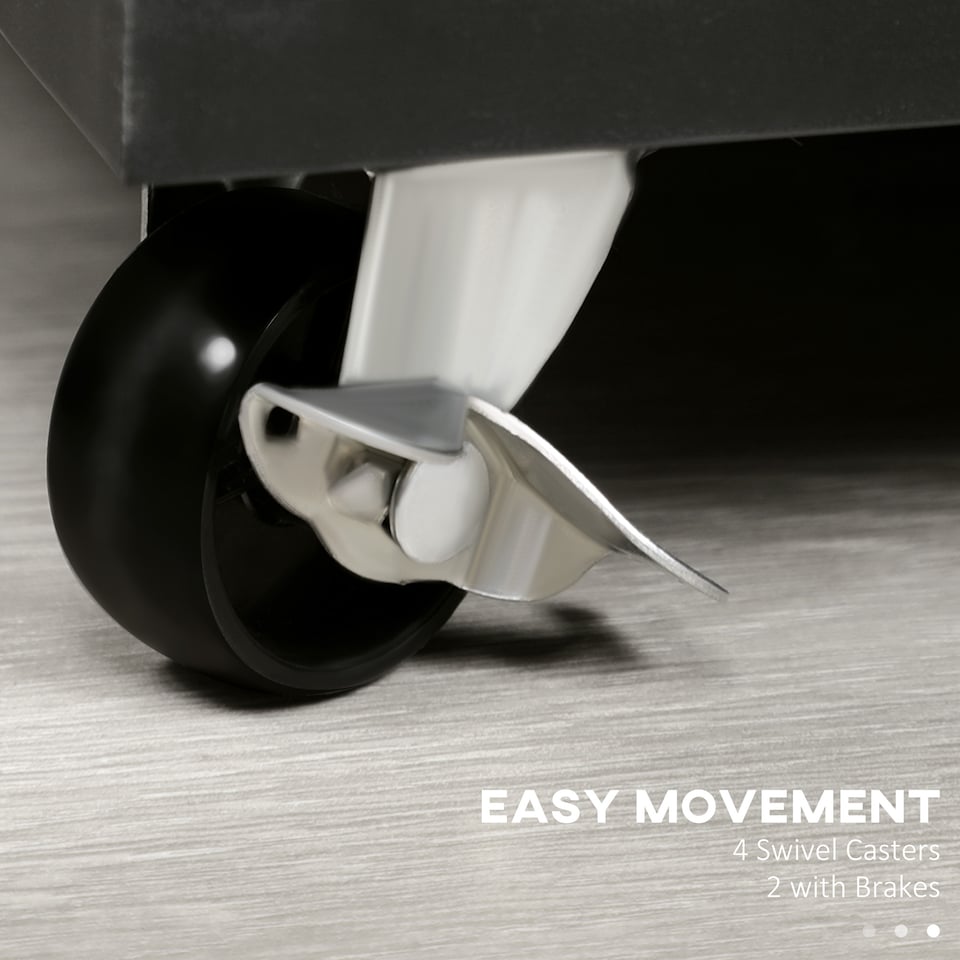 image 1 of HOMCOM Rolling Metal Filing Cabinet, Industrial Mobile Storage Cabinet with Adjustable Shelf and Wheels for Home Office Living Room, Black