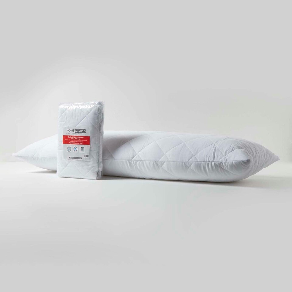 image 1 of Homescapes Quilted Body Pillow Protector - 50 x 140 cm | White