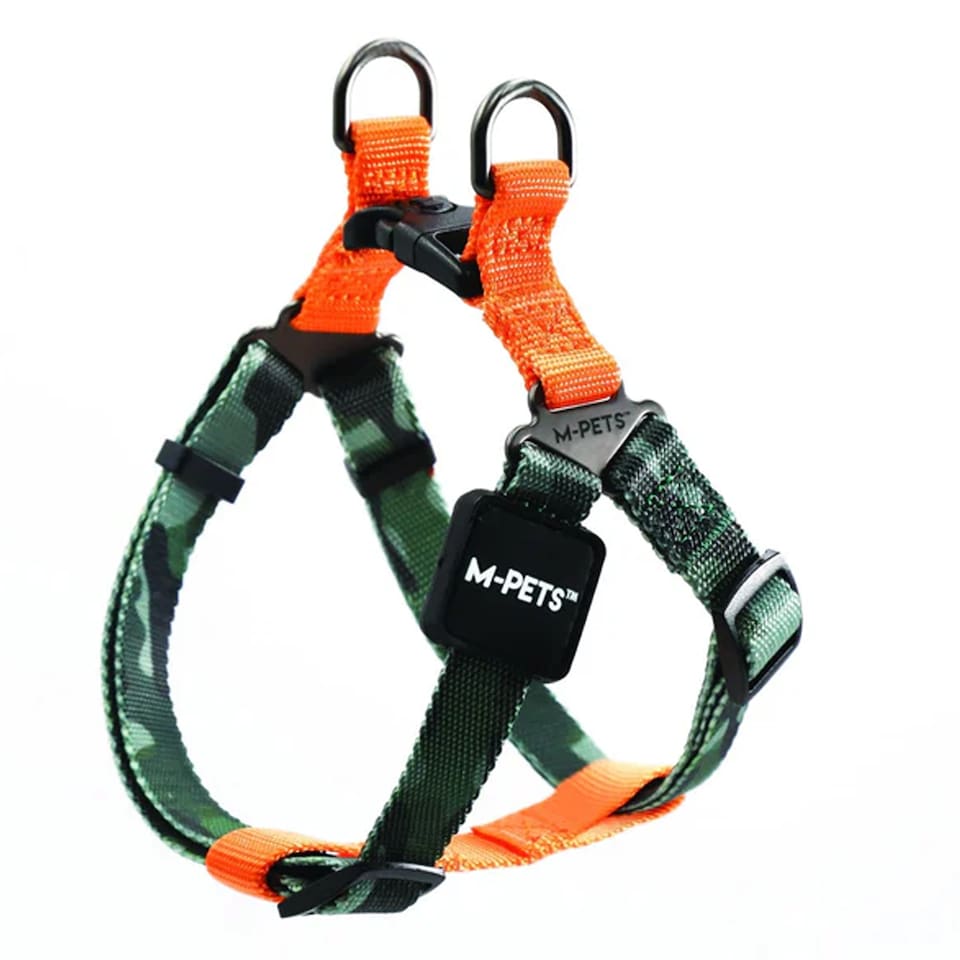 image 1 of M-Pets Wild Jungle Dog Harness | Black | Black/Orange | L | 1