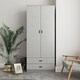 image 4 of 2-Door 2-Drawer Wardrobe with Storage Shelf, and Hanging Space - 180x75x46cm | Grey | Ash Grey & Grey | 1