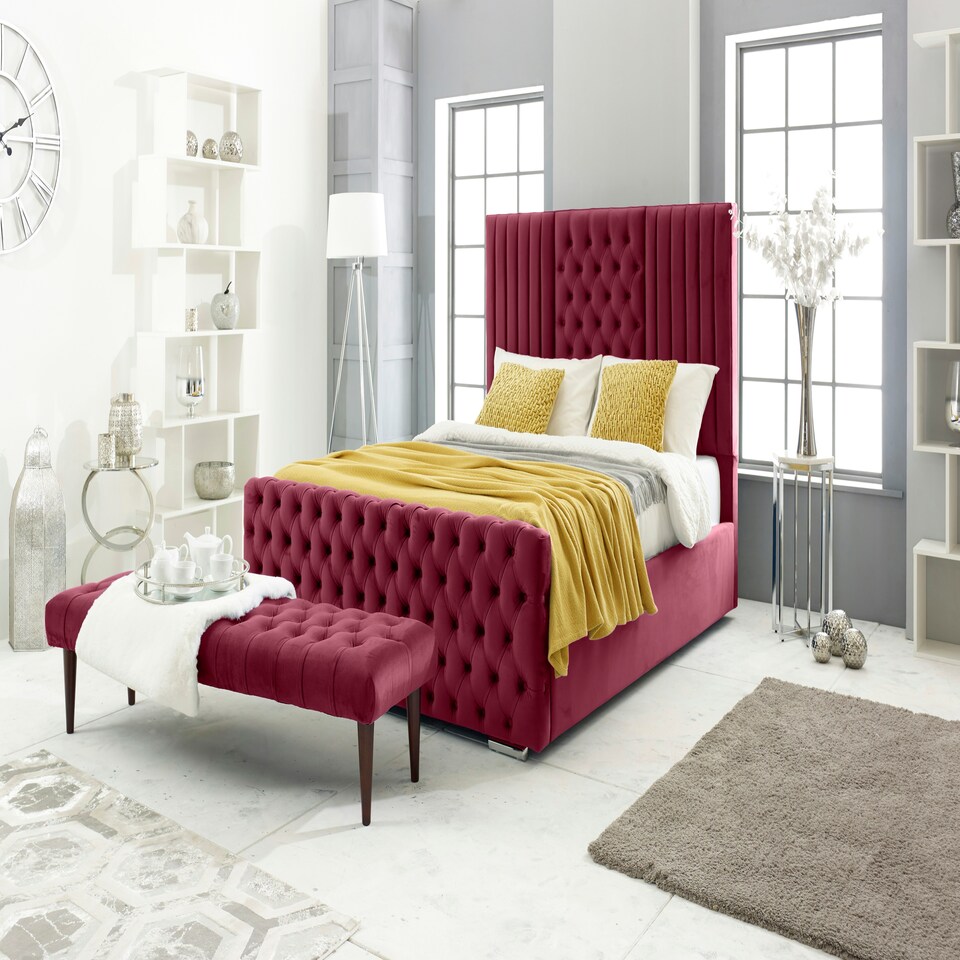 Lorina Plush Superking Bed Frame - Maroon