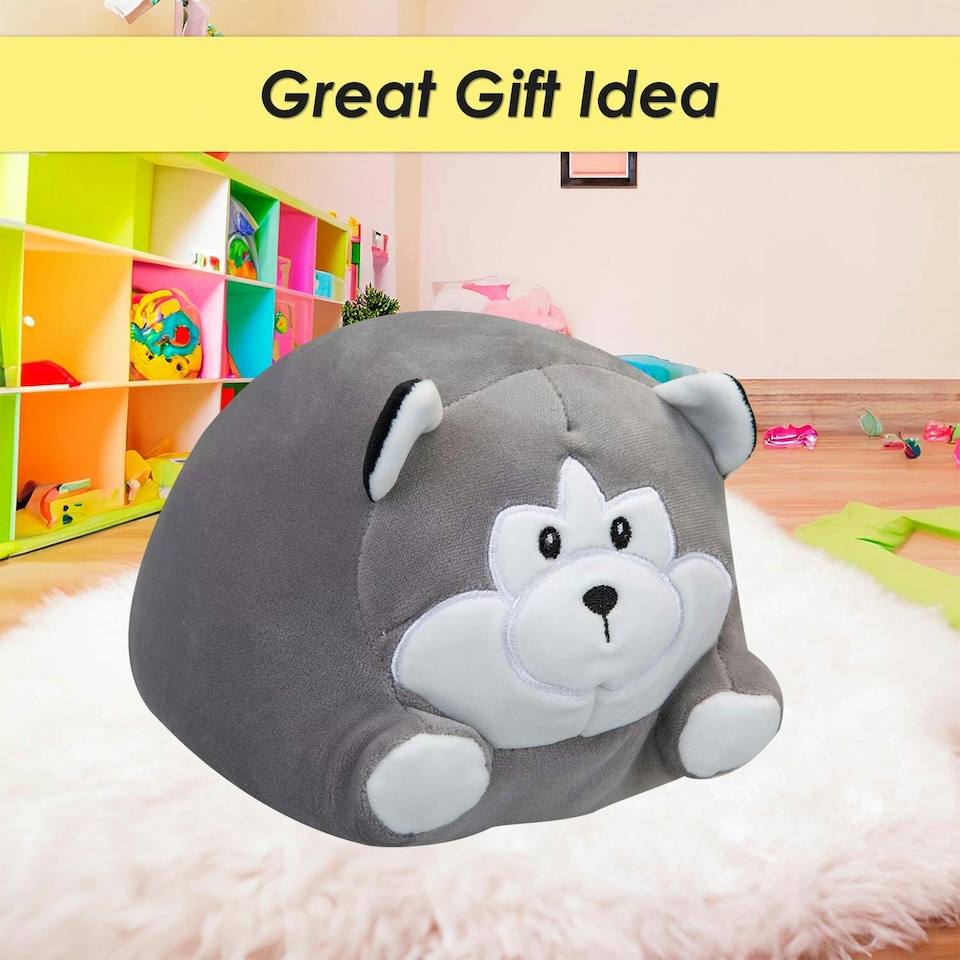 image 1 of Dog Soft Toy Cute Plushie Huggable Cuddly Stuffed Toy 20cm Grey