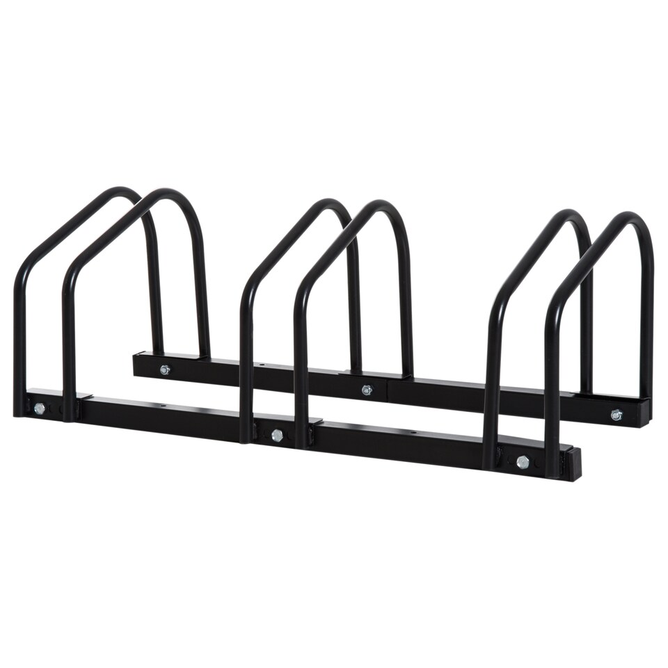 image 1 of HOMCOM Bike Parking Rack Bicycle Locking Storage Stand for 3 Cycling