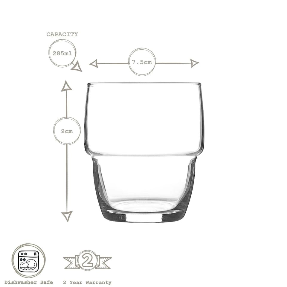 image 1 of LAV Galata Stacking Tumbler Glasses - 285ml - Clear - Pack of 6 Clear