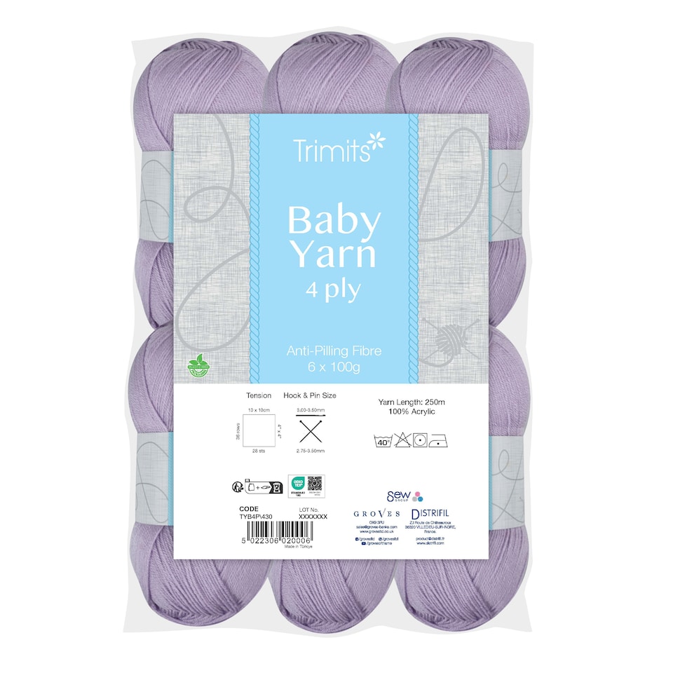 image 1 of Trimits 4 Ply Knitting Yarn 6 x 100g Acrylic Knitting & Crochet Wool Soft Anti Pilling Machine Washable OEKO-TEX