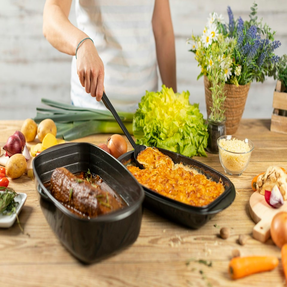 image 1 of EASY GLASS Roaster Set non-stick coated 4.3L + 2.2L Black