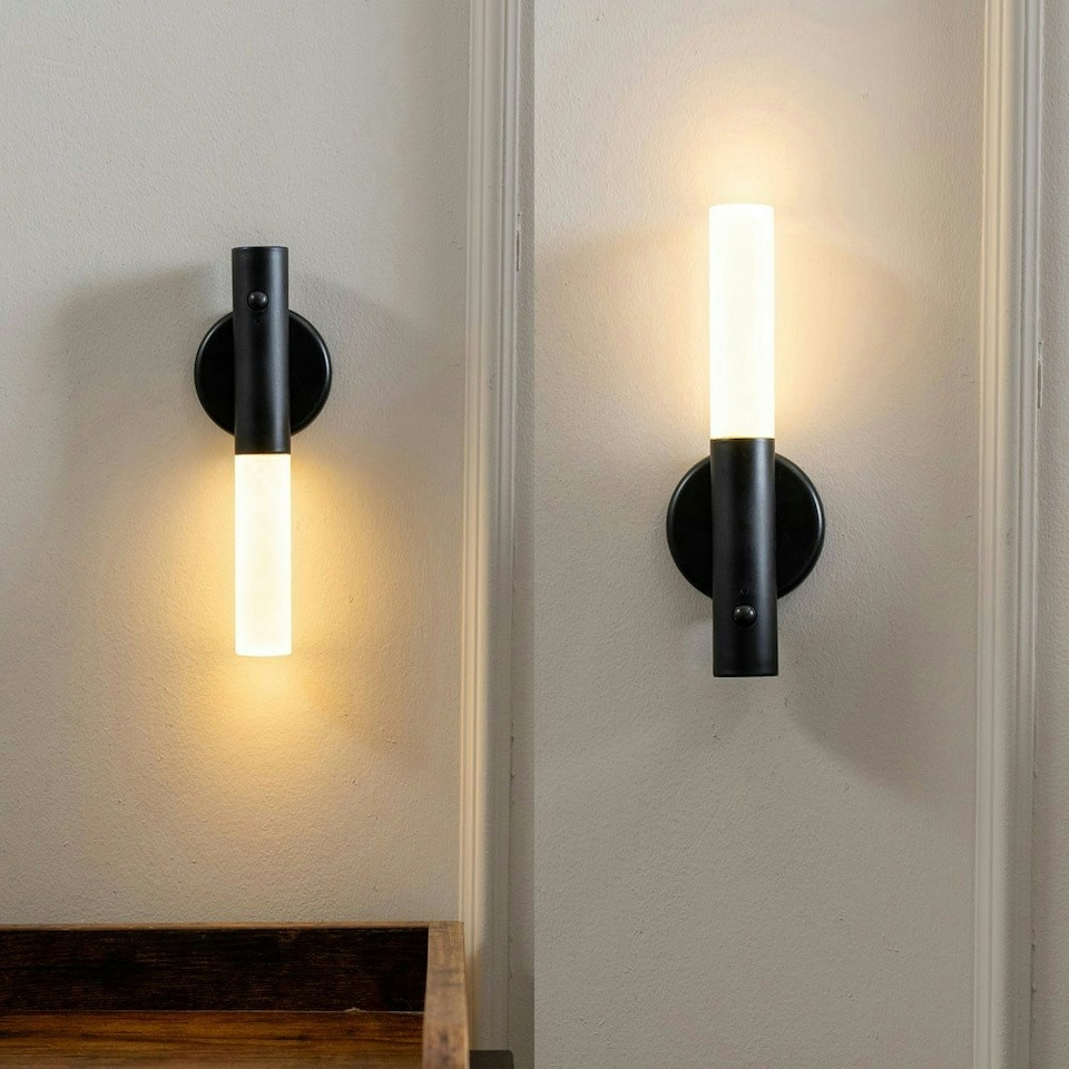 image 1 of ValueLights Oakley Matte Black Wall Light and Integrated LED 1W Warm White 3000K Bulb