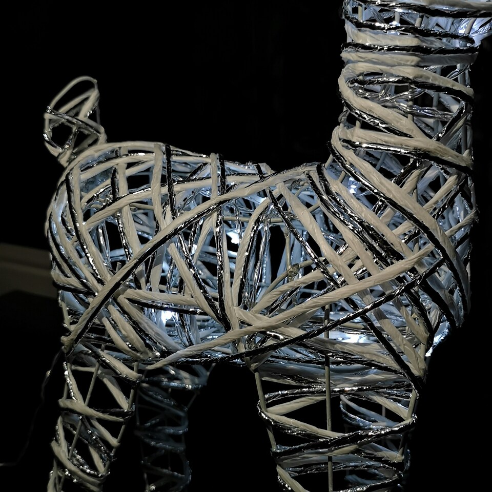 image 1 of 53cm Battery Operated White Rattan Woven Christmas Reindeer with White LEDs