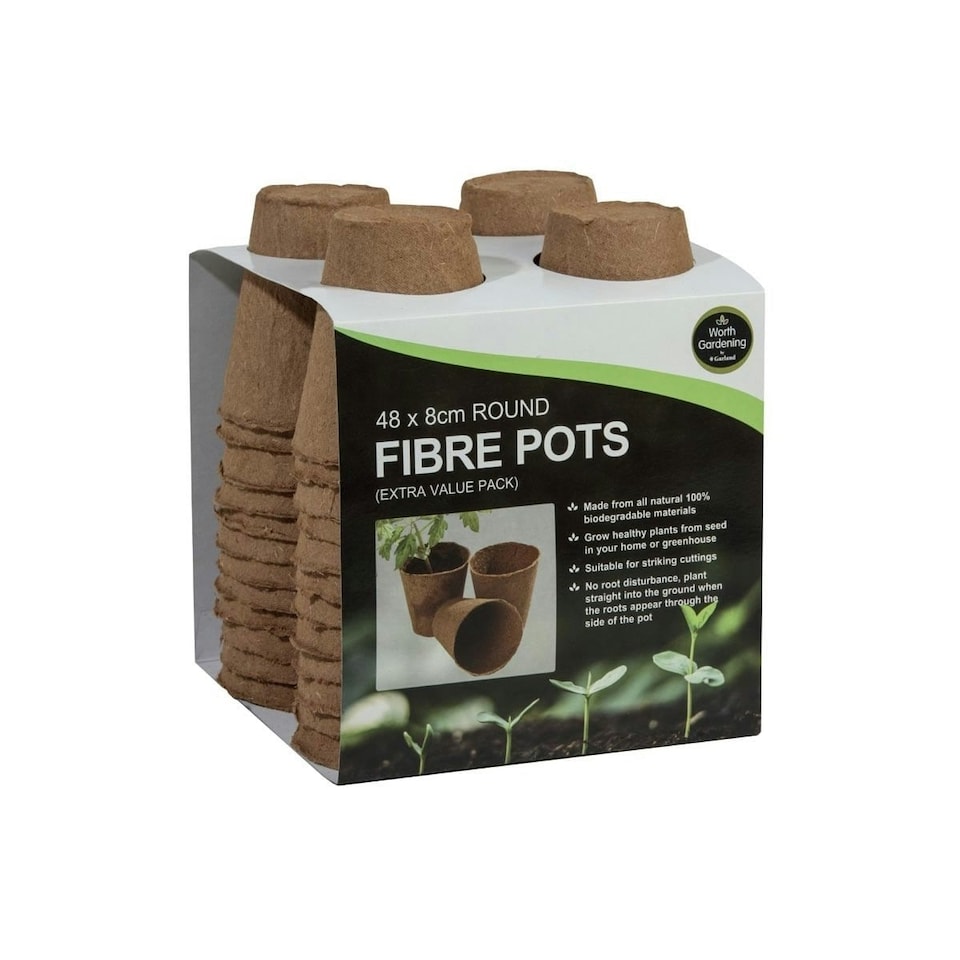 image 1 of Garland Fibre Pots Round 8cm Biodegradable 48 Piece Value Pack | Brown
