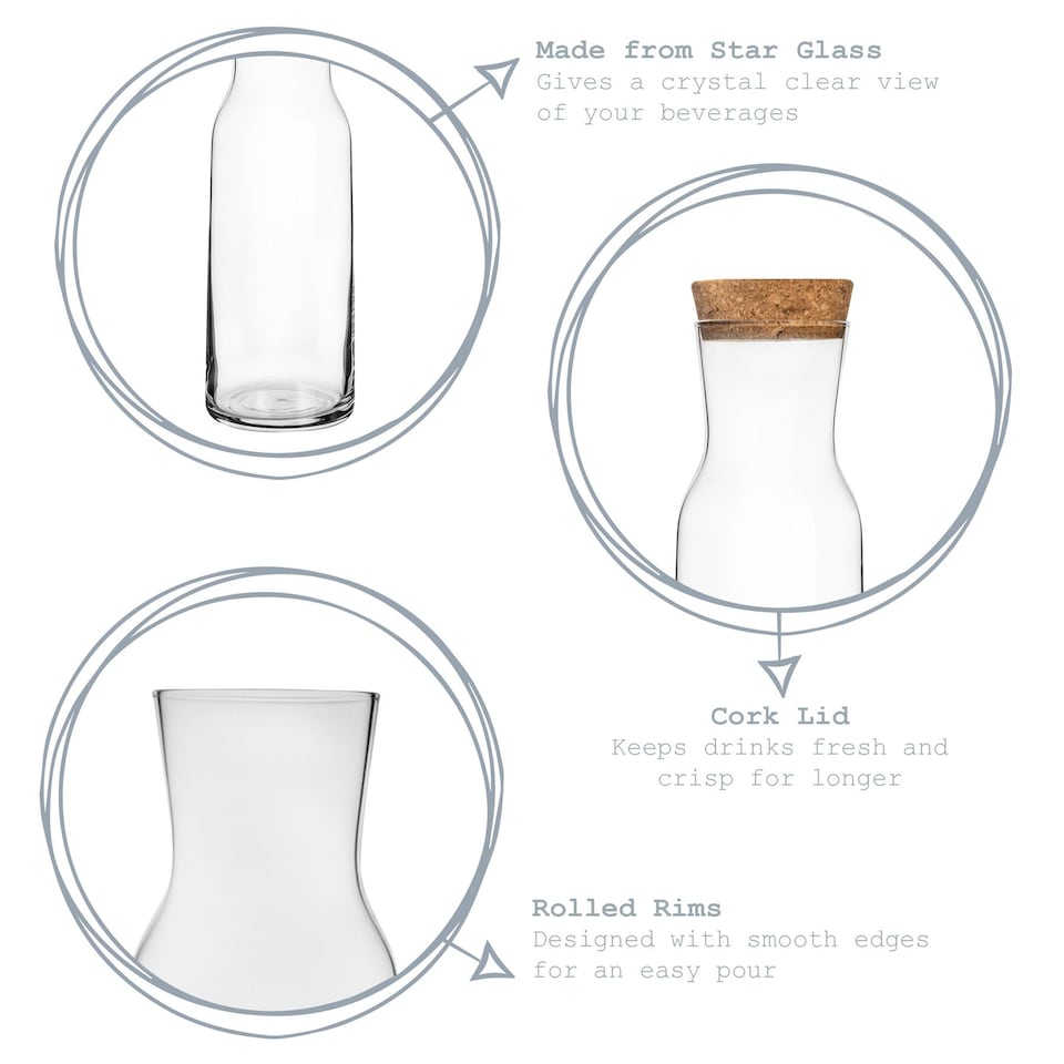 image 1 of Bormioli Rocco Aquaria Glass Carafe with Cork Lid - 1.2 Litre