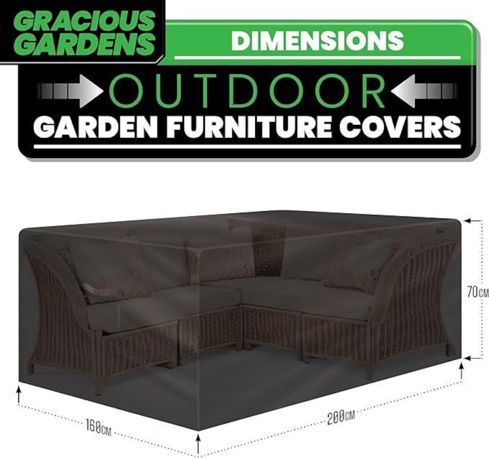 image 1 of Gracious Gardens Rectangular 200x160x70cm Waterproof Garden Furniture Cover | Black | Black | 200x160x70cm | 1