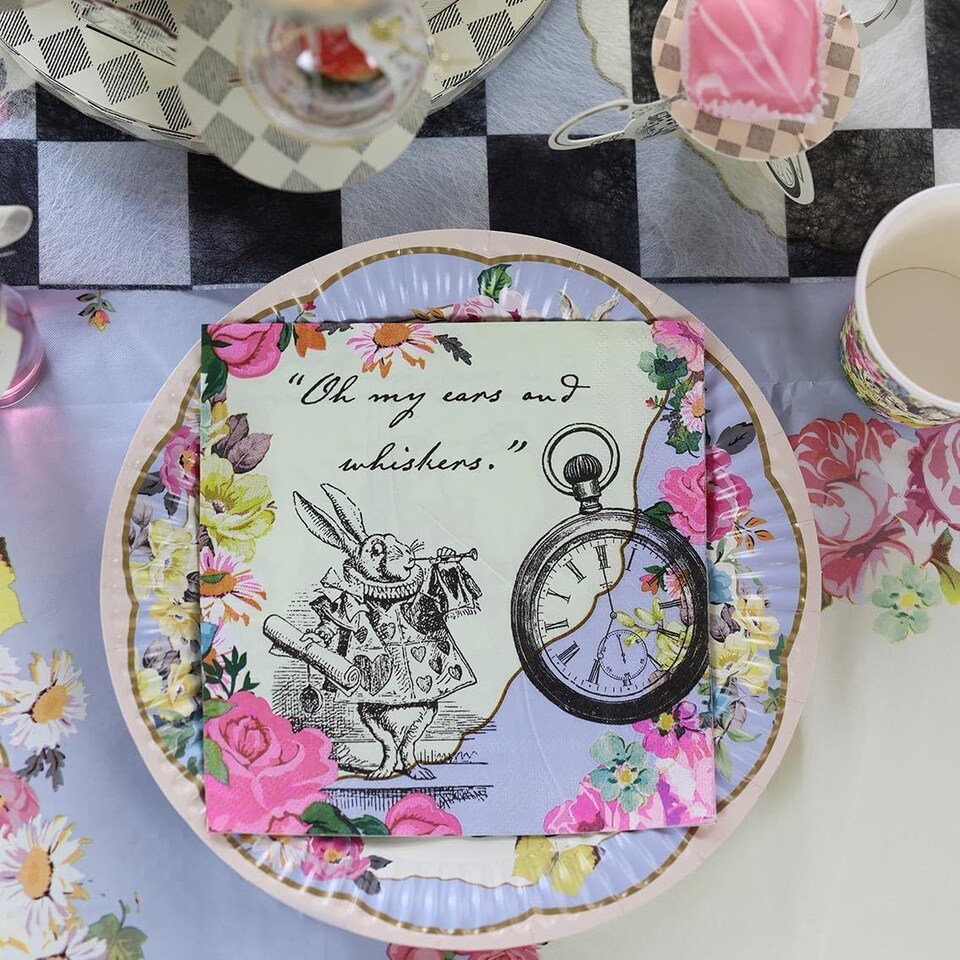 image 1 of Talking Tables Alice Wonderland Tea Party Tableware Set - 16 Pack