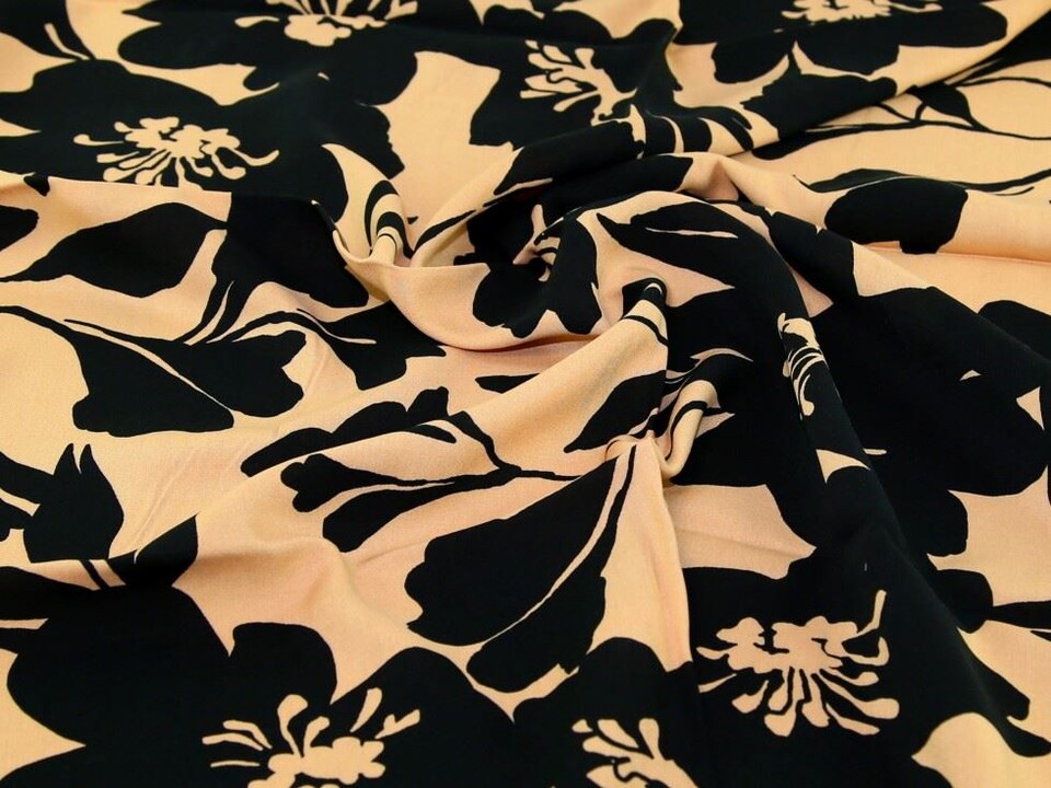 Beige Viscose Challis Fabric for Dressmaking, 140cm / 55" Wide - per metre