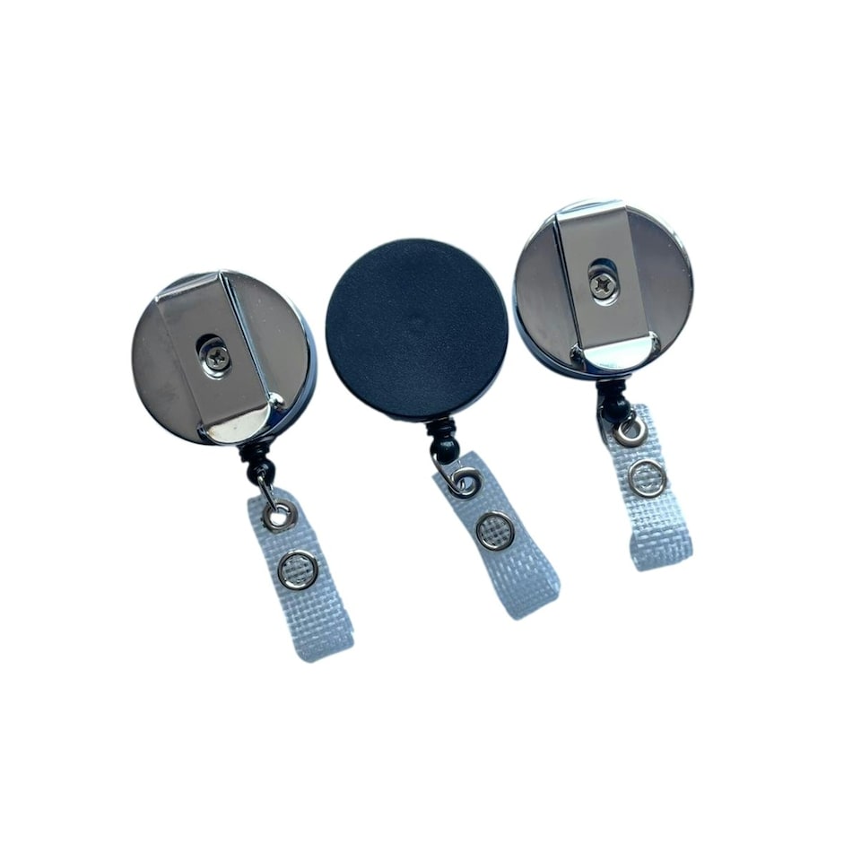 image 1 of Black and Silver Key Reel with Badge Holder