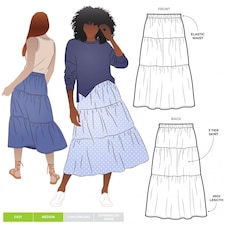 Style Arc Lila Tiered Skirt Paper Sewing Pattern – Women’s Skirt, UK Sizes 4–16, Intermediate