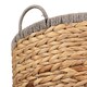 image 4 of Round Water Hyacinth Basket with Grey Rope Border Brown | Brown | L