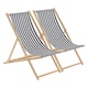 image 1 of Harbour Housewares Folding Wooden Deck Chairs - Black Stripe - Pack of 2 | Black | Black