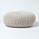 image 1 of Homescapes Natural Large Round Cotton Knitted Pouffe Footstool | Cream | 70 x 23 cm