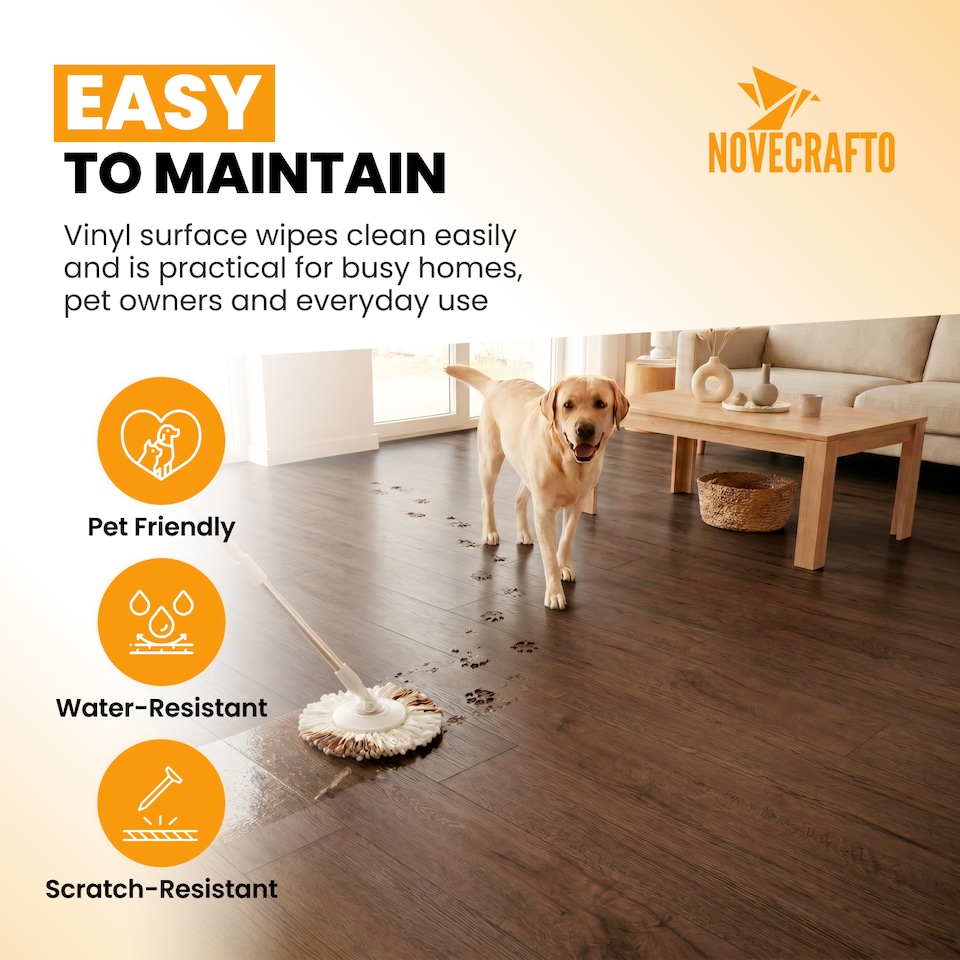 image 1 of Self Adhesive Floor Planks | 5.9x35.9in (91.4x15.2cm) Each | Peel & Stick Vinyl Flooring | Brown Wood Effect | Easy DIY | Stick On Tile for Home Floors | Brown | 4.17 sqm