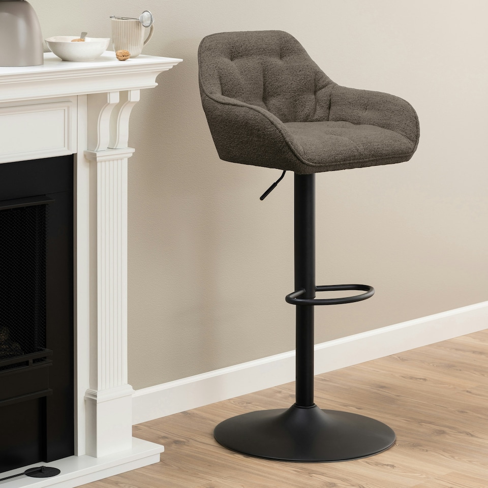 image 1 of Brooke Swivel Bar Stool with Height Adjustable Function in Taupe.