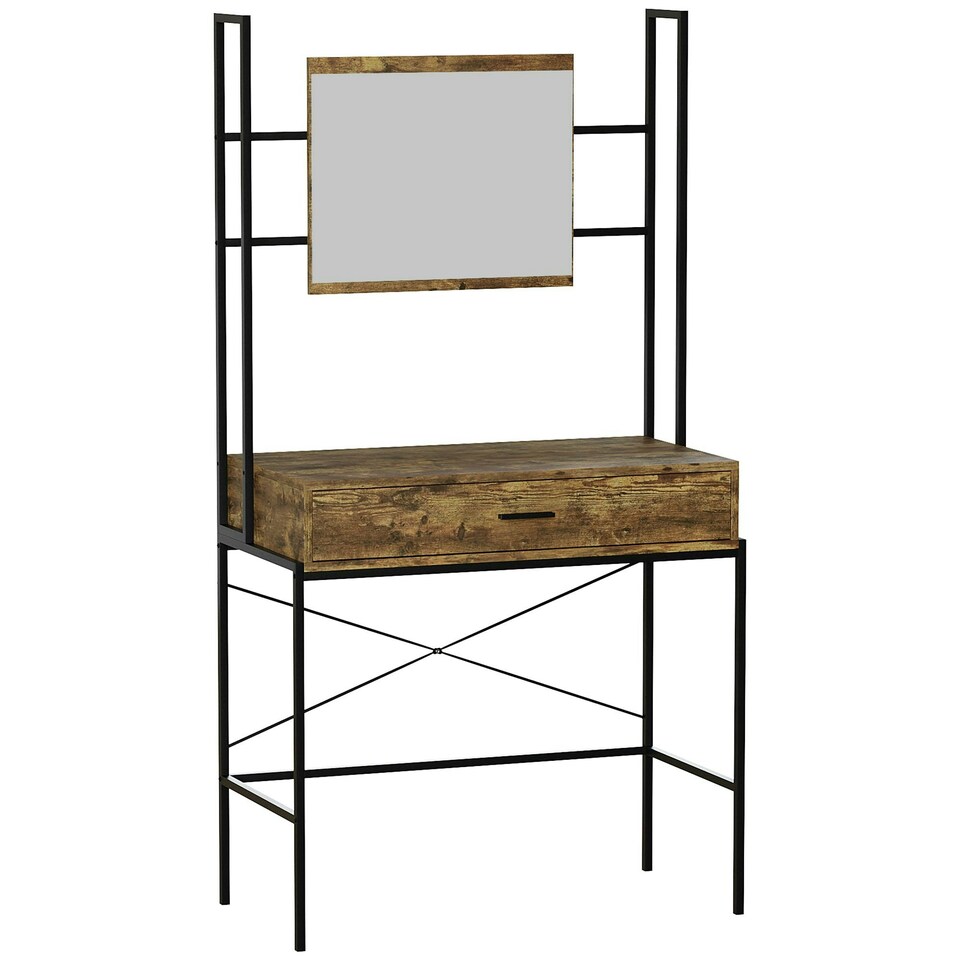 image 1 of Vida Designs Brooklyn 1 Drawer Dressing Table With Mirror - Dark Wood