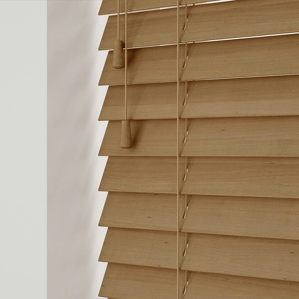image 1 of 210cm Wild Oak Wooden Venetian Blinds With Strings (130cm drop) Brown | Brown
