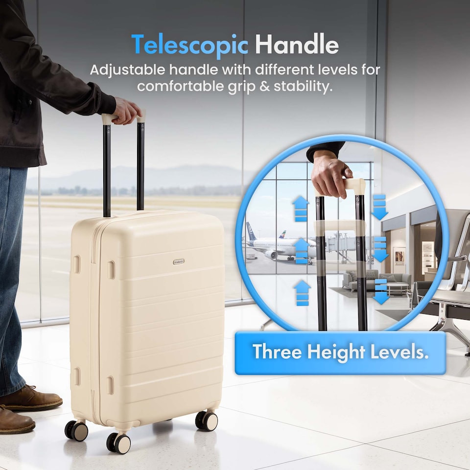 image 1 of Vonhaus Hard Shell Suitcase Set 3 Piece with TSA Lock | White | Cream