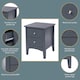 image 2 of Como 2 Drawer Petite Bedside Cabinet - Compact Shaker-Style Bedroom Storage | Blue | Blue | One Size | 1