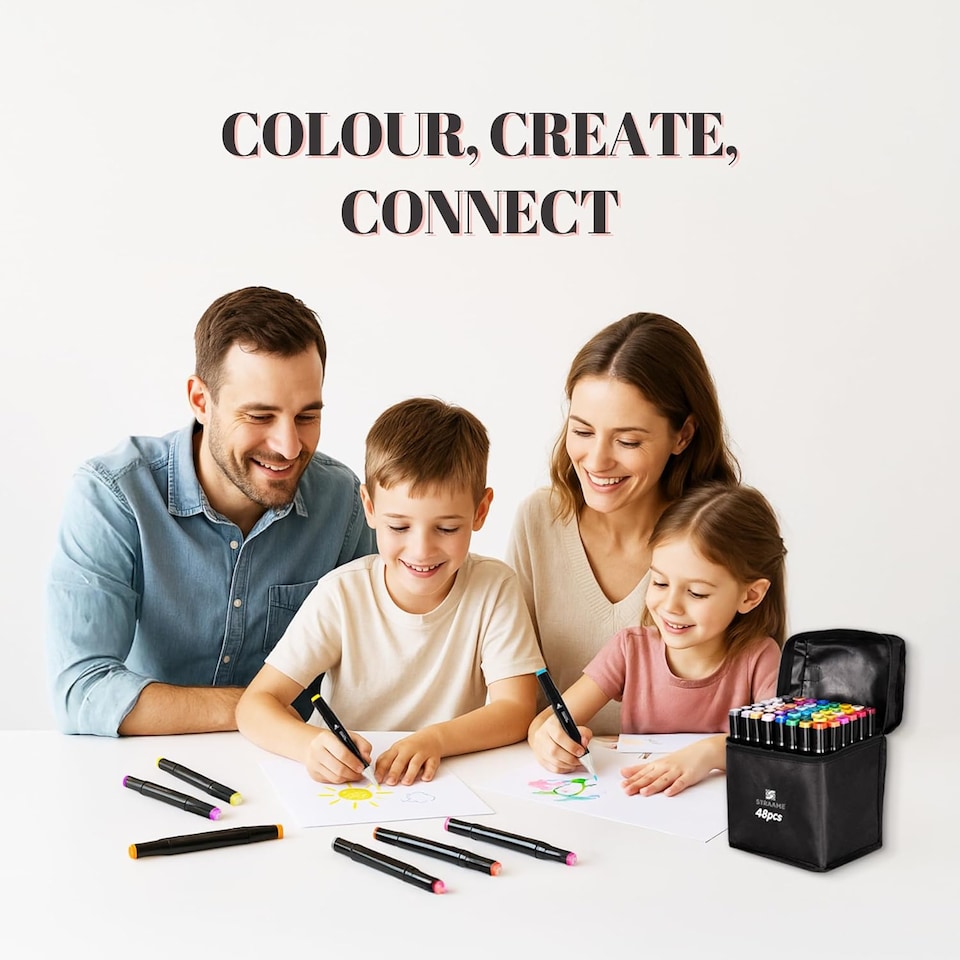 image 1 of Straame Alcohol Markers – Dual-Tip Colouring Pens, (Set of 48)