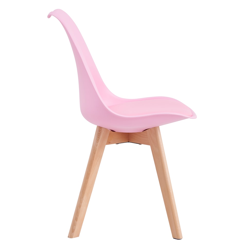 image 1 of Set of 6 Dining Chairs with Solid Wooden Legs and Seat Cushion Pads in Pink - Eva by MCC