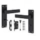 image 1 of Golden Grace Victorian Straight Delta Door Handles Bathroom WC Toilet Complete in Matt Black with (GG) 64mm Bathroom Mortise Lock - 150mm x 40mm Backplate Black