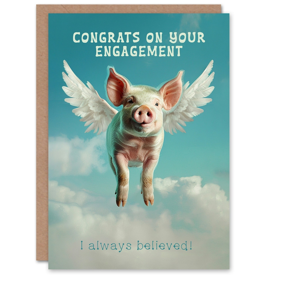 image 1 of Flying Funny Animal Joke Cheeky Cute Man Engagement Card