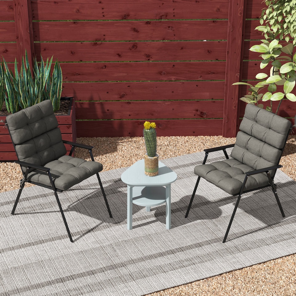image 1 of Outsunny 2pc Outdoor Seat Cushion with Backrest, Ties, for Garden, Grey