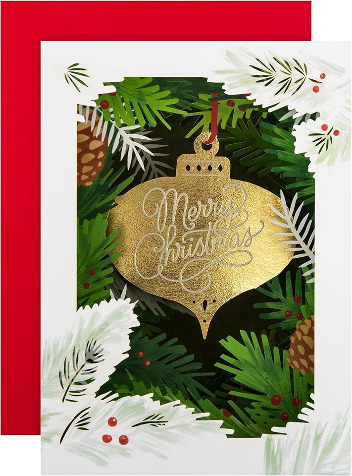 image 1 of Traditional 3D Pop Up Bauble Design for Both Christmas Card