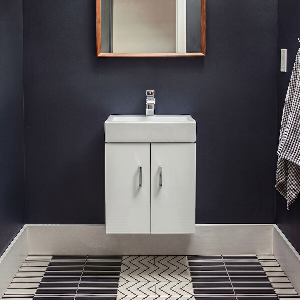 image 1 of Balterley Wall Hung 2 Door Cloakroom Vanity Basin Unit | White | Gloss White