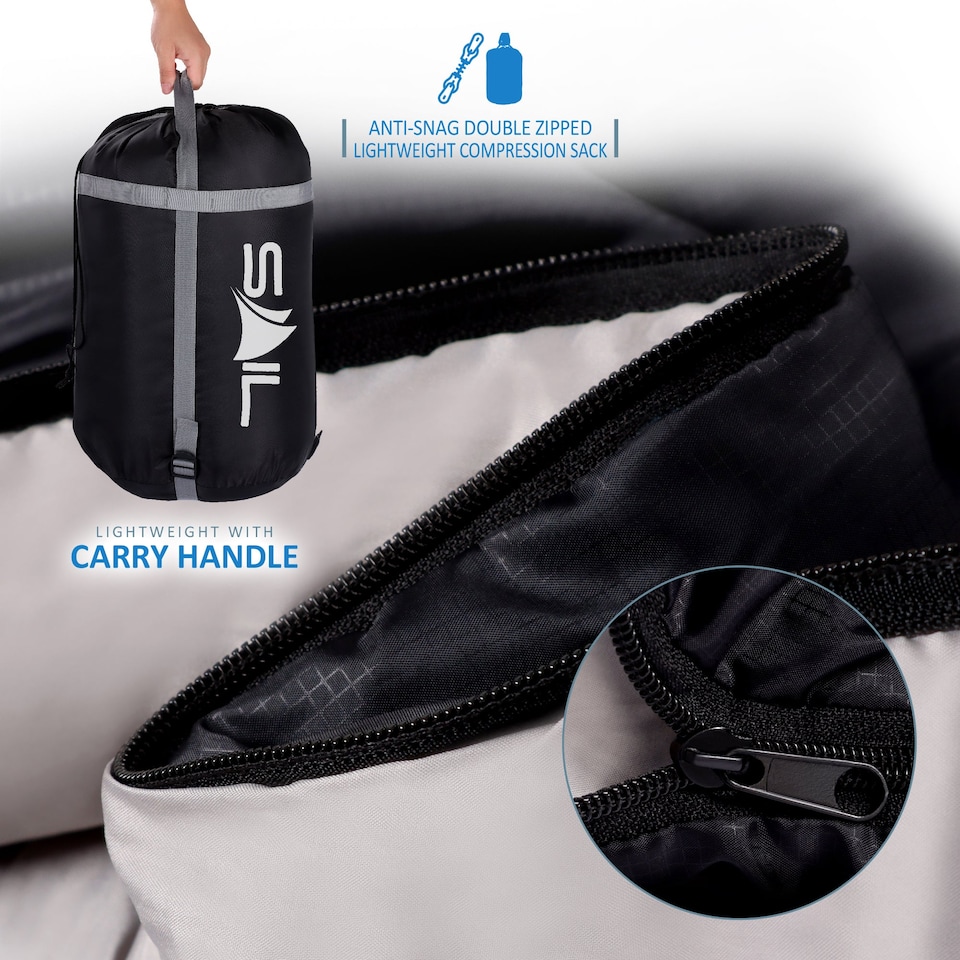 image 1 of SAIL Buddy Double Sleeping Bag with 2 Pillows - Extra Large 220x150cm, 250GSM, Water-Resistant