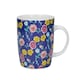 image 1 of KitchenCraft China 425ml Navy Floral Barrel Shaped Mug | Blue