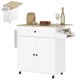 image 1 of HOMCOM Kitchen Island with Drop Leaf, Rolling Kitchen Storage Trolley on Wheels with Drawer, Spice Rack and Towel Rack, Storage Cart with Adjustable Shelf, White