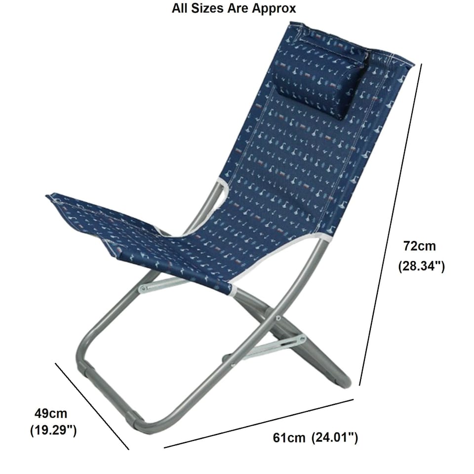 image 1 of Gr8 Garden Adult Blue Folding Beach Chair Portable Metal Garden Patio Fishing Camping Seat
