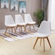 image 4 of Dining Table Set Oak Effect Table With 4 White Plastic Chairs And Bench Dining Room Furniture | Brown | 6